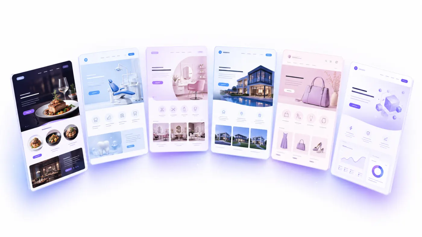 Examples of AI-generated websites for different industries