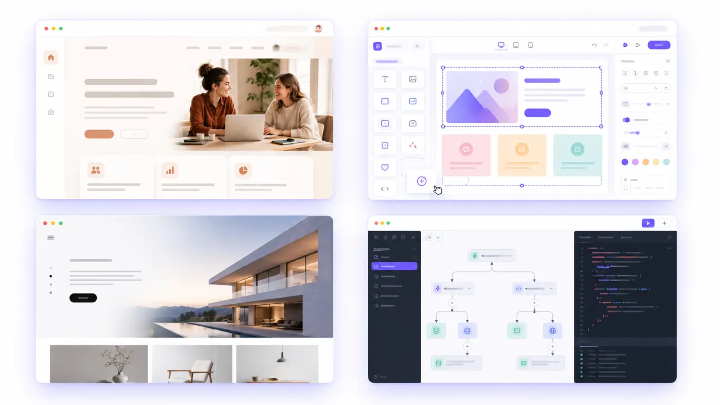 Visual comparison of the Atalay AI, Wix, Framer, and Lovable platforms